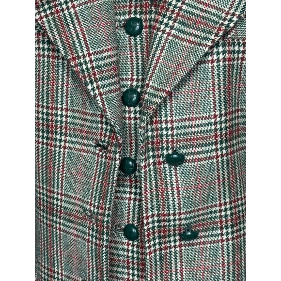 Vtg Betty Rose 3 Piece Plaid Wool Pant Suit Red Green Small 70s Suit Christmas - Picture 14 of 16
